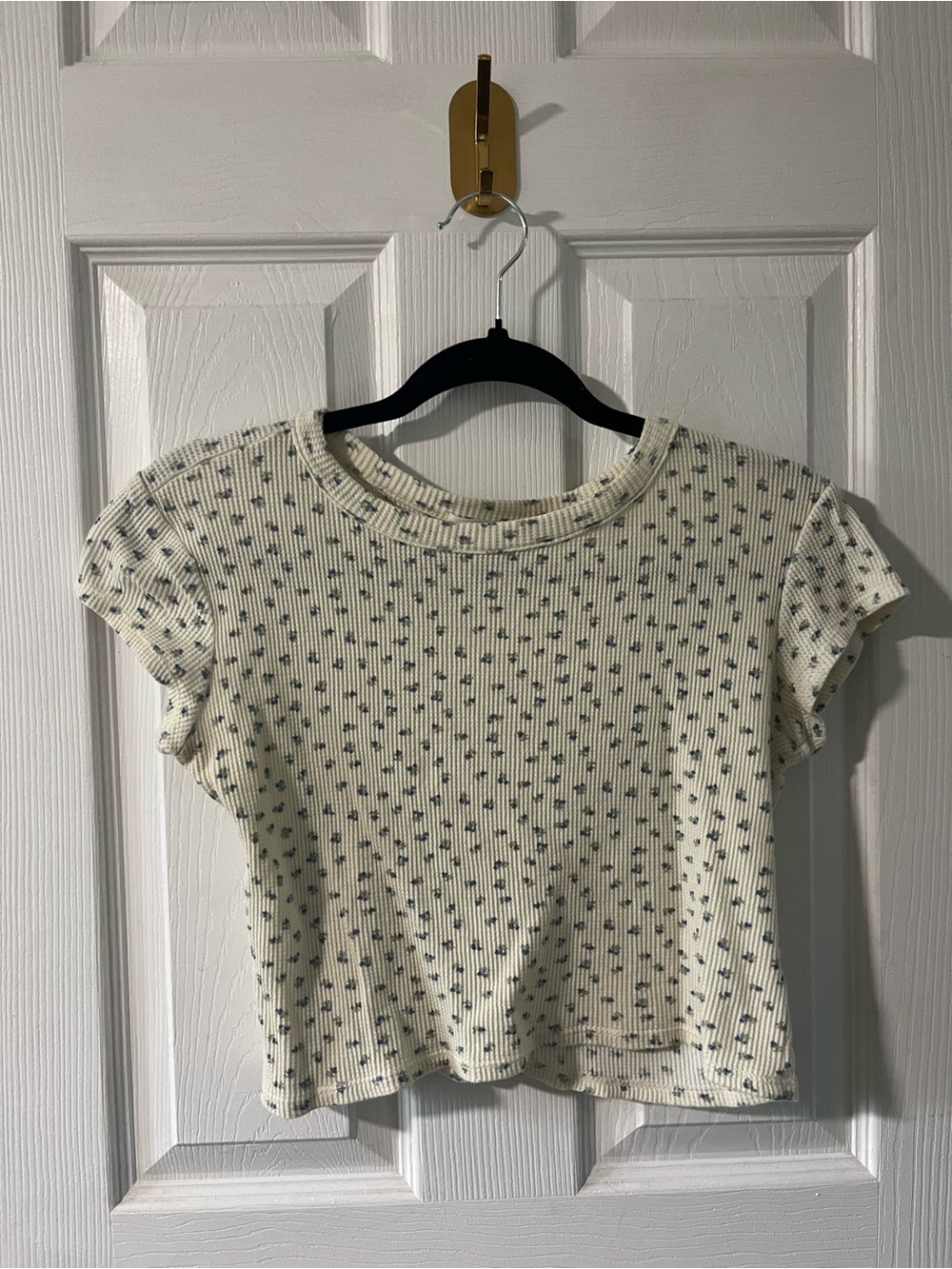 ANTISTAR Ditsy Floral Waffle Knit Crop Top Large